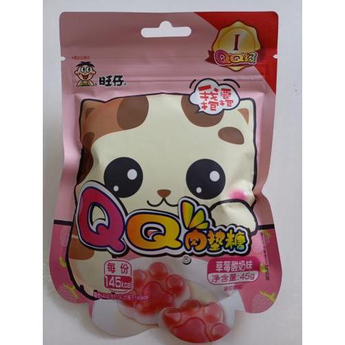 中国 旺仔 QQ 肉垫糖 草莓酸奶味 45G