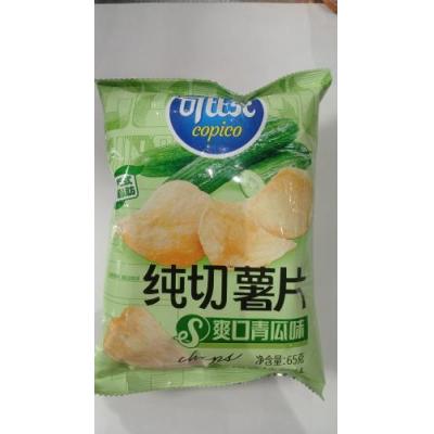 可比克 纯切薯片 爽口黄瓜味 65克