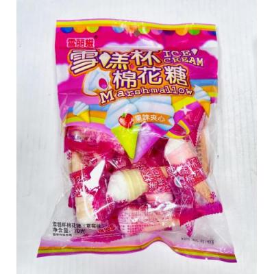 雪丽糍 雪糕杯棉花糖 果味夹心 草莓味 70克
