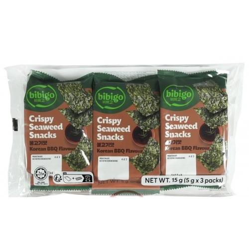 Bibigo 必品阁 韩国调味海苔 烧烤味 5克x3包