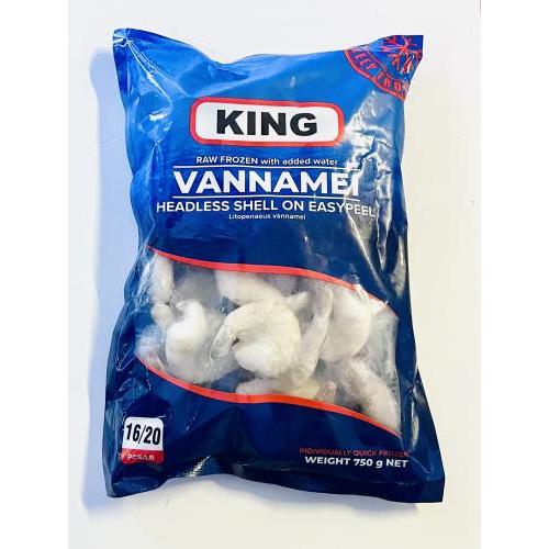 King vannamei 无头带壳虾 易剥 16/20 750克