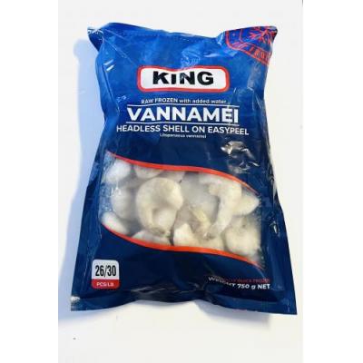 King vannamei 无头带壳虾 易剥 26/30 750克